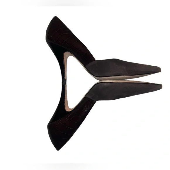 Elie Tahari Leather Suede Brown Colorblock Pumps Size 7 (37.5) - Picture 5 of 6